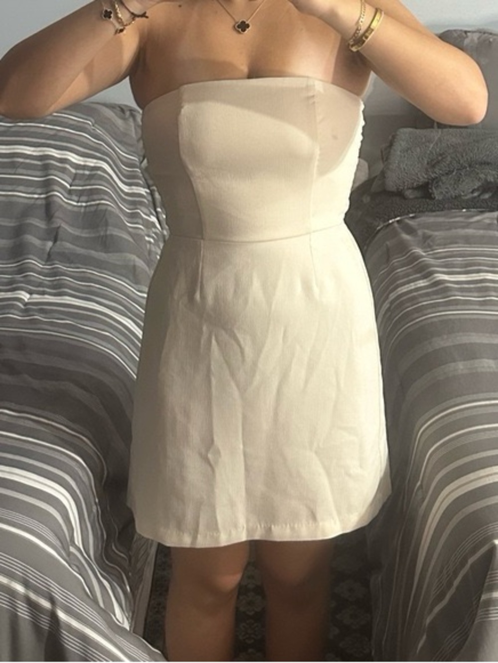 Song of Style Strapless Cream Mini Dress